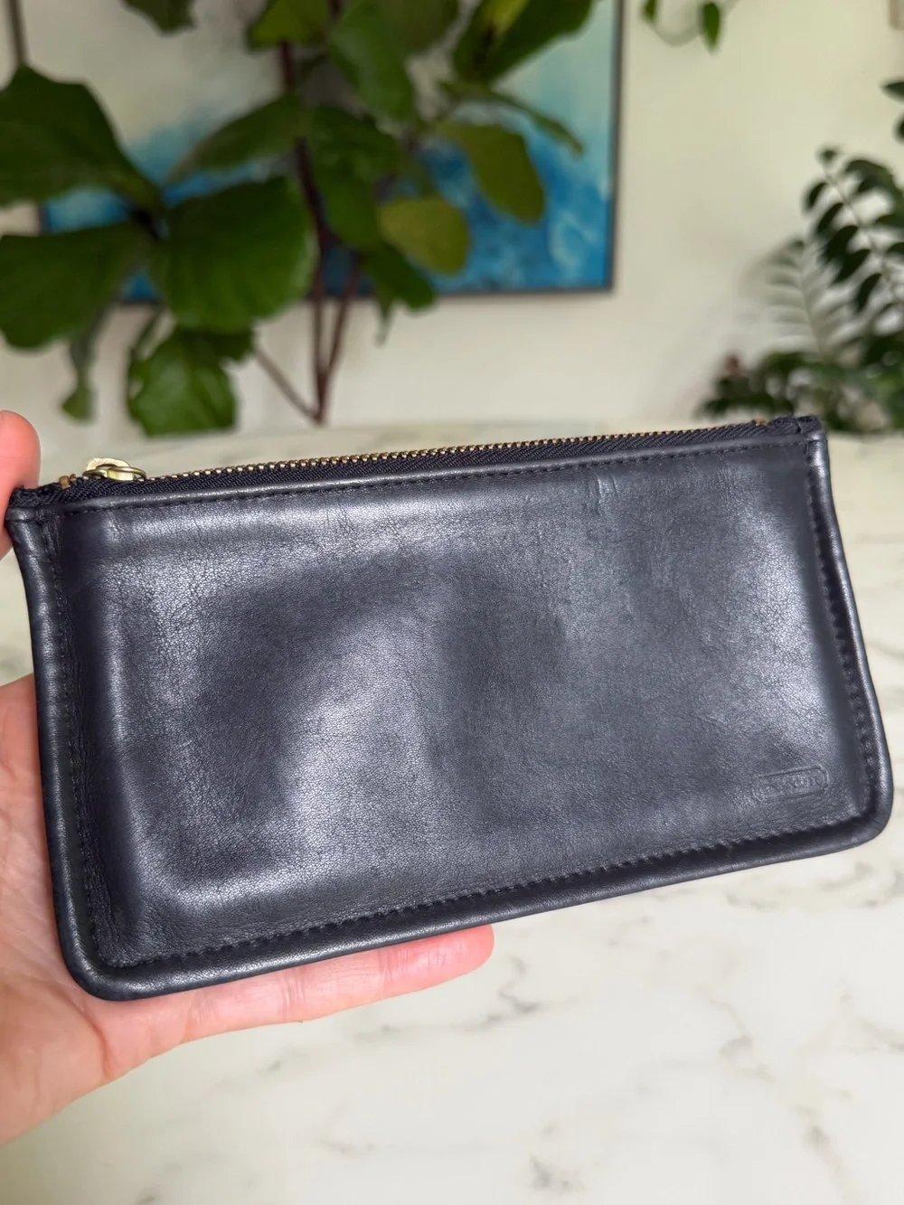 Coach Vintage Skinny Case 7170 Black Leather Zip Cosmetic Pouch 80's 90's USA